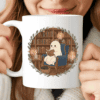 Cozy Ghost Mug Cute Halloween Coffee Cup with Cat and Books