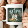 Ghost Couple Mug, Cozy Halloween Coffee Cup with Campfire and Marshmallows