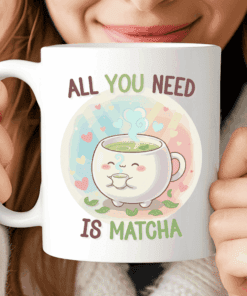 All You Need is Matcha Mug, Cute Kawaii Green Tea Cup