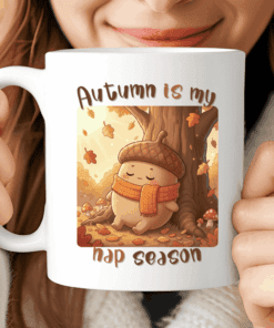 Autumn Is My Nap Season Mug, Cute Acorn Mug for Relaxing Autumn Days