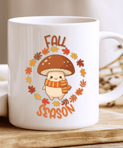 Alternative view of Autumn Mushroom Mug, Cozy Coffee Cup with Smiling Mushroom