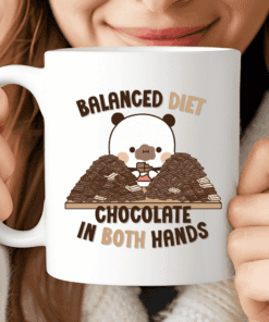 Balanced Diet Mug Cute Bubu Panda with Chocolate Kawaii Coffee Cup