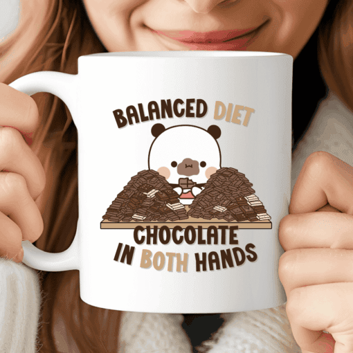 Balanced Diet Mug Cute Bubu Panda with Chocolate Kawaii Coffee Cup