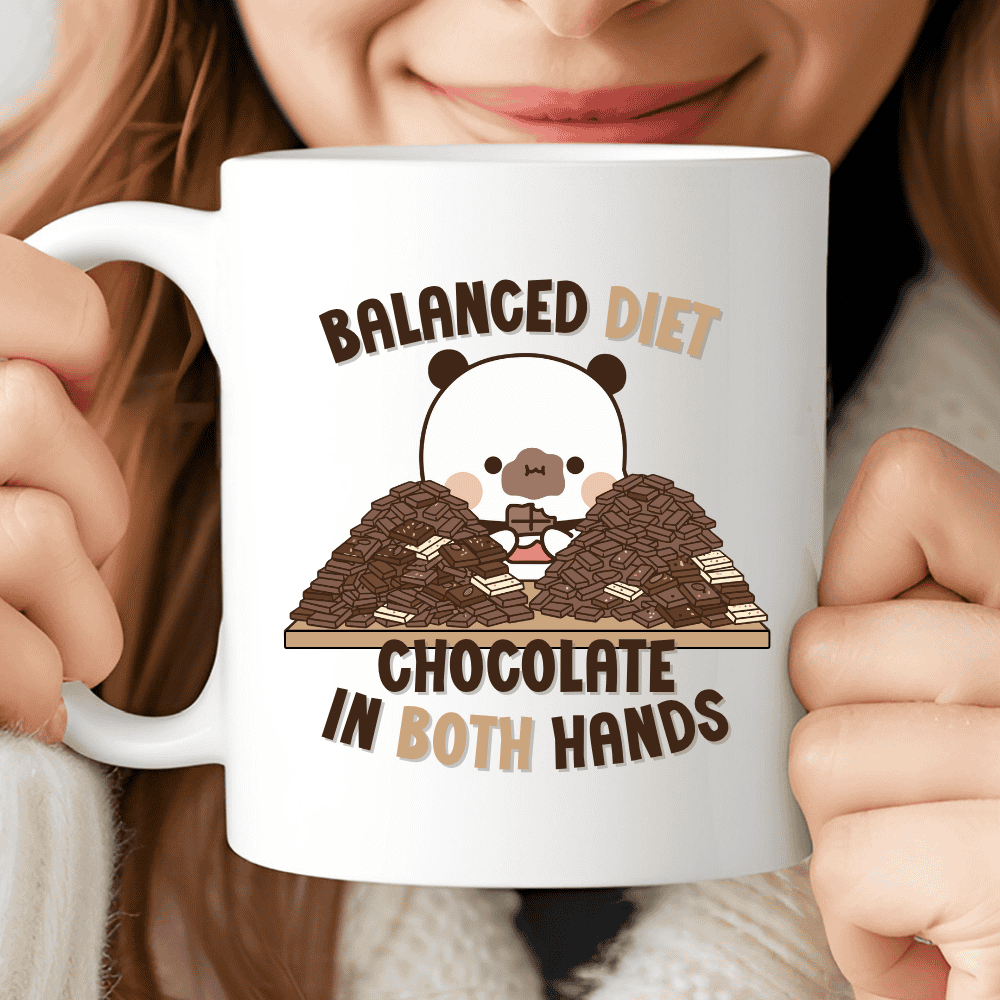 Balanced Diet Mug Cute Bubu Panda with Chocolate Kawaii Coffee Cup