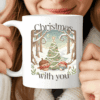 Christmas With You Mug, Cozy Coffee Cup with Acorn and Mushroom Couple
