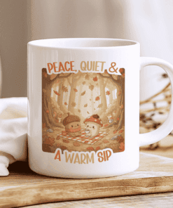 Alternative view of Cute Fall Mug, Kawaii Woodland Coffee Cup with Acorn and Mushroom