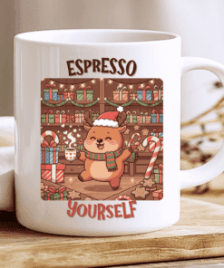 Espresso Yourself Rudolph Mug, Cute Christmas Reindeer Coffee Cup 2