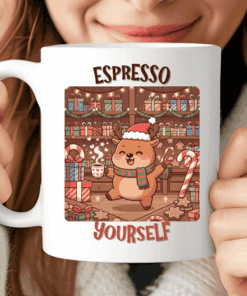 Espresso Yourself Rudolph Mug, Cute Christmas Reindeer Coffee Cup