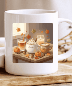 Fall Mug, Cute Autumn Coffee Cup with Pumpkin Spice and Cozy Drinks 2