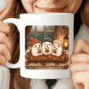 Ghost Mug, Cute Halloween Coffee Cup with Pumpkins and Hot Chocolate, 11 oz