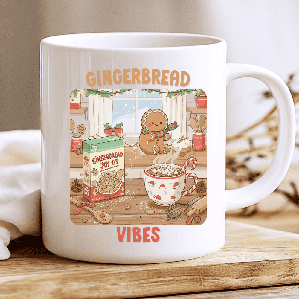 Gingerbread Vibes Mug, Cute Christmas Coffee Cup 2