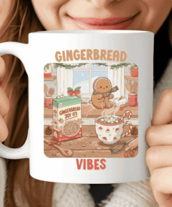 Gingerbread Vibes Mug, Cute Christmas Coffee Cup