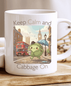 Keep Calm and Cabbage On Mug, Cute Kawaii London Tea Cup 2