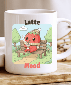 Latte Mood Mug, Cute Strawberry Kawaii Coffee Cup 2