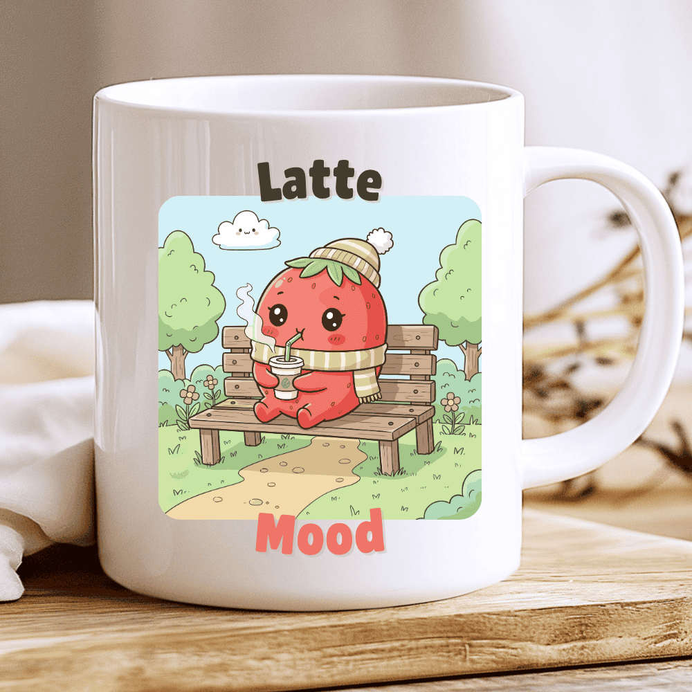 Latte Mood Mug, Cute Strawberry Kawaii Coffee Cup 2