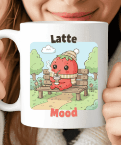 Latte Mood Mug, Cute Strawberry Kawaii Coffee Cup