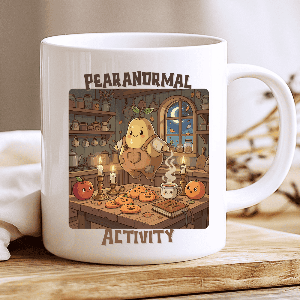 Pearanormal Activity Mug, Cute Halloween Pear Coffee Cup - Image 2