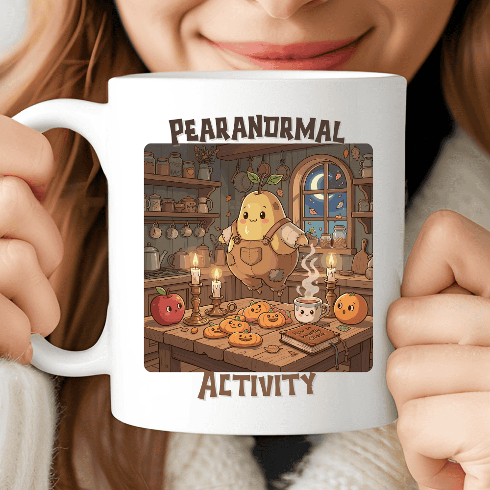 Pearanormal Activity Mug, Cute Halloween Pear Coffee Cup