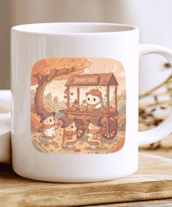 Pumpkin Spice Mug, Cozy Halloween Coffee Cup with Ghost and Cats 2