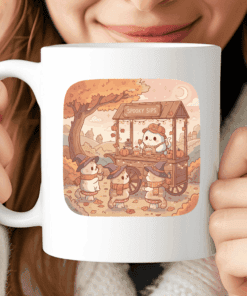 Pumpkin Spice Mug, Cozy Halloween Coffee Cup with Ghost and Cats