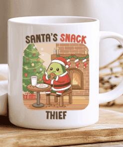 Santa’s Snack Thief Mug, Cute Christmas Avocado Coffee Cup 2