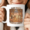 Slow Nights Pumpkin Lights Mug, Cute Halloween Sloth Coffee Cup