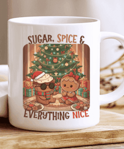Sugar, Spice & Everything Nice Mug, Cute Gingerbread Christmas Coffee Cup 2