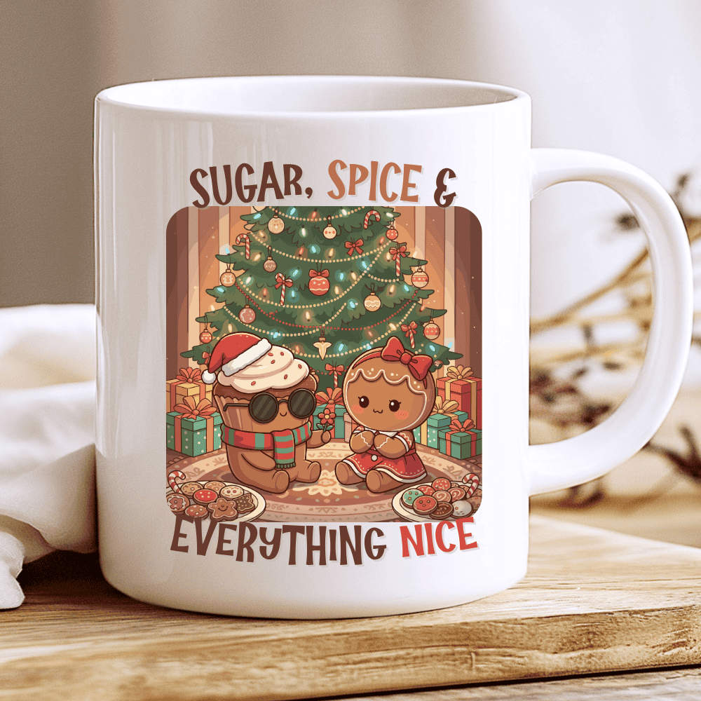 Sugar, Spice & Everything Nice Mug, Cute Gingerbread Christmas Coffee Cup 2