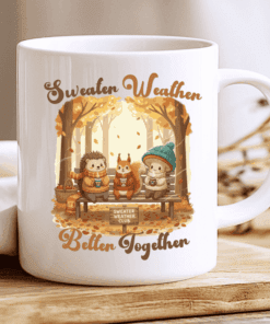 Sweater Weather Better Together Mug Cozy Autumn Coffee Cup with Forest Friends 2