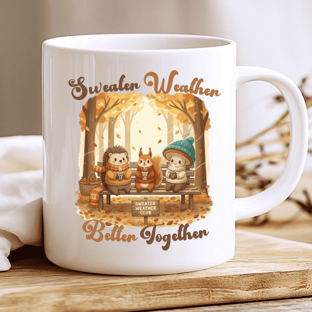 Sweater Weather Better Together Mug Cozy Autumn Coffee Cup with Forest Friends 2