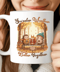 Sweater Weather Better Together Mug Cozy Autumn Coffee Cup with Forest Friends