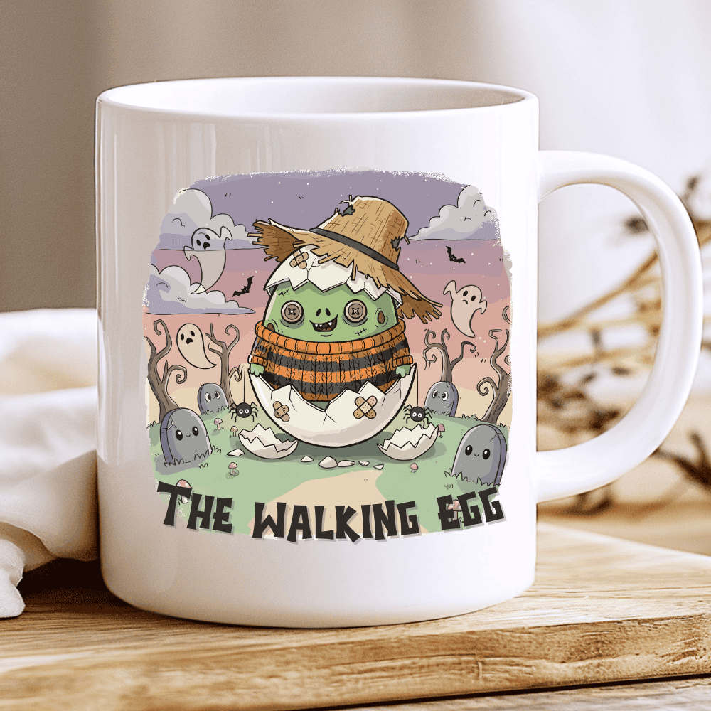 The Walking Egg Mug, Funny Halloween Coffee Cup with Cute Zombie Egg 2