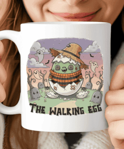 The Walking Egg Mug, Funny Halloween Coffee Cup with Cute Zombie Egg