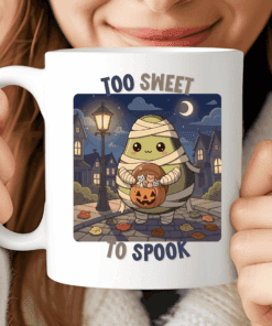 Too Sweet To Spook Mug Cute Halloween Avocado with Pumpkin Candy Bucket