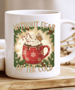 Without Fear of the Cold Mug, Christmas Coffee Cup with Whipped Cream and Candy Canes 2