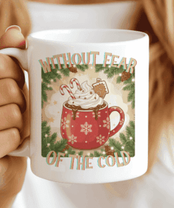 Without Fear of the Cold Mug, Christmas Coffee Cup with Whipped Cream and Candy Canes 3