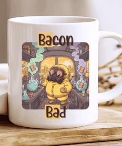 Alternative view of Bacon Bad Mug, Funny TV Show Parody Coffee Cup