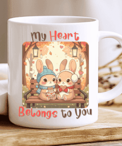 Alternative view of My Heart Belongs to You Mug, Cute Kawaii Bunny Love Mug