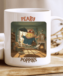 Peary Poppins Mug, Cute Cozy Pear Parody for Tea Lovers 2