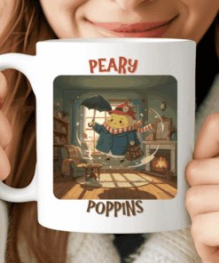 Peary Poppins Mug, Cute Cozy Pear Parody for Tea Lovers