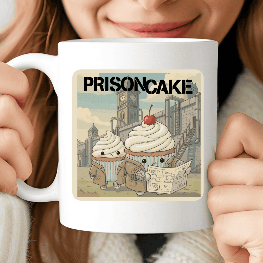 Prison Cake Mug – Cute Prison Break Parody Cupcake Design