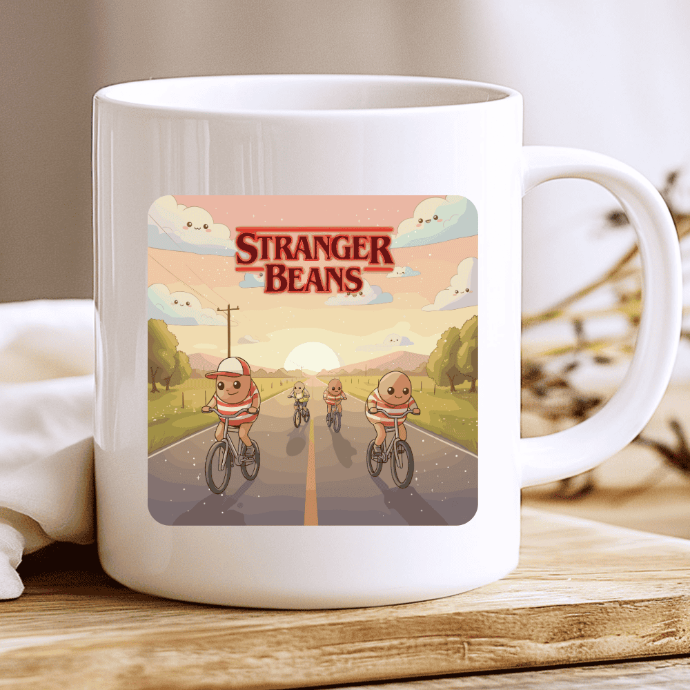 Stranger Beans Mug, Cute Stranger Things Parody Coffe Cup 2