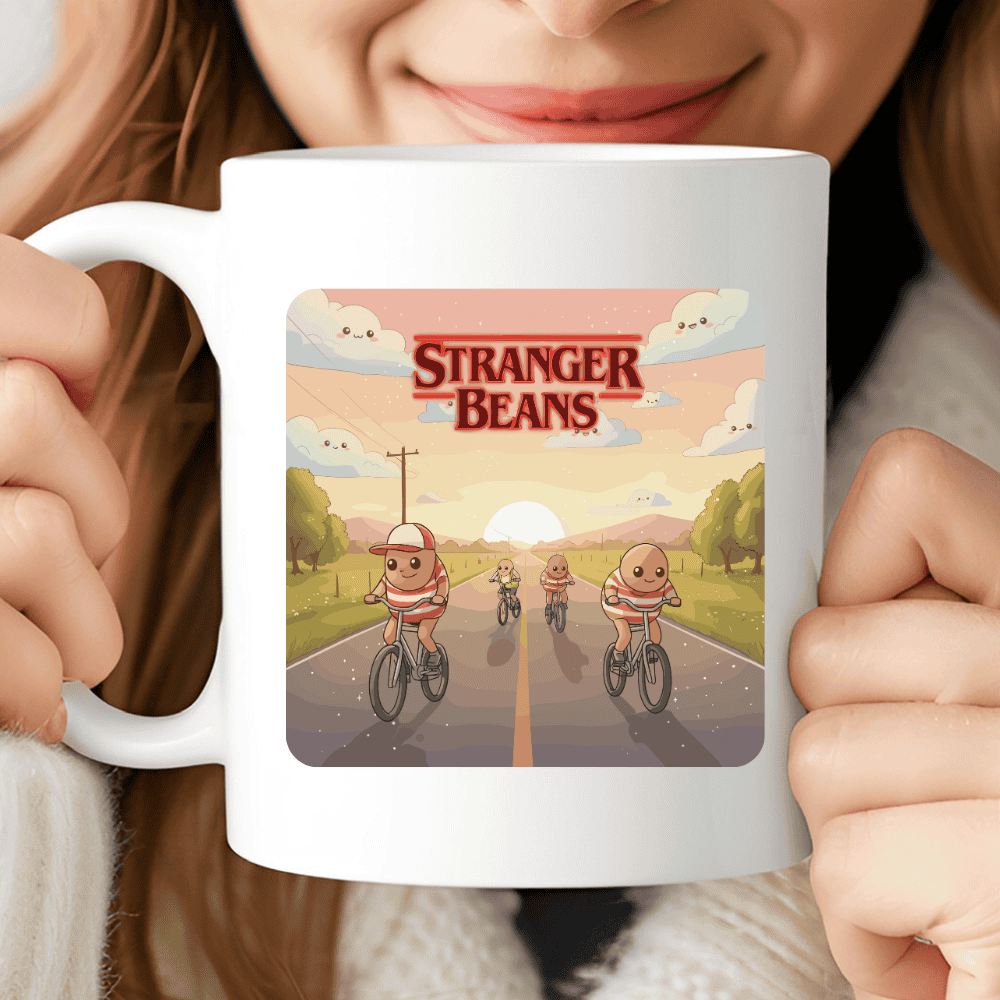 Stranger Beans Mug, Cute Stranger Things Parody Coffe Cup
