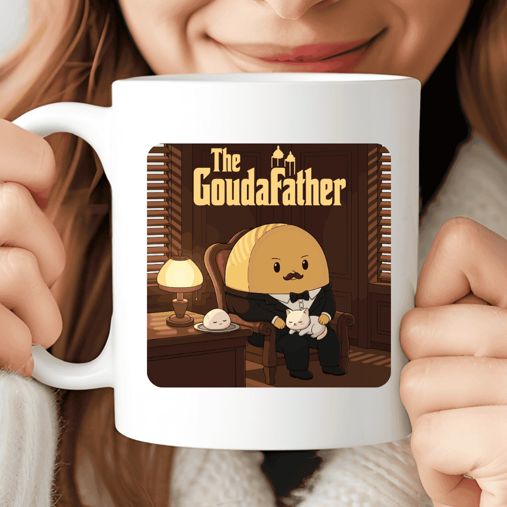The GoudaFather Mug – Funny Cheese Parody Mug for Movie Fans