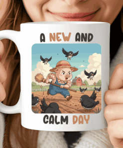 A New and Calm Day, Funny Farmer Gift Mug, Cute Coffee Cup