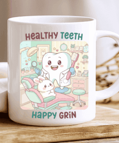 Healthy Teeth Happy Grin, Cute Dentist Gift Mug 2