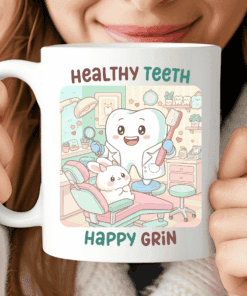 Healthy Teeth Happy Grin, Cute Dentist Gift Mug
