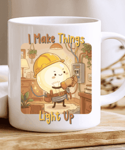 Alternative view of I Make Things Light Up, Cute Kawaii Electrician Mug
