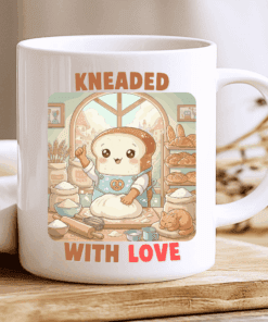 Kneaded with love mug, cute baker coffee cup 2