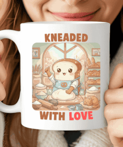 Kneaded with love mug, cute baker coffee cup